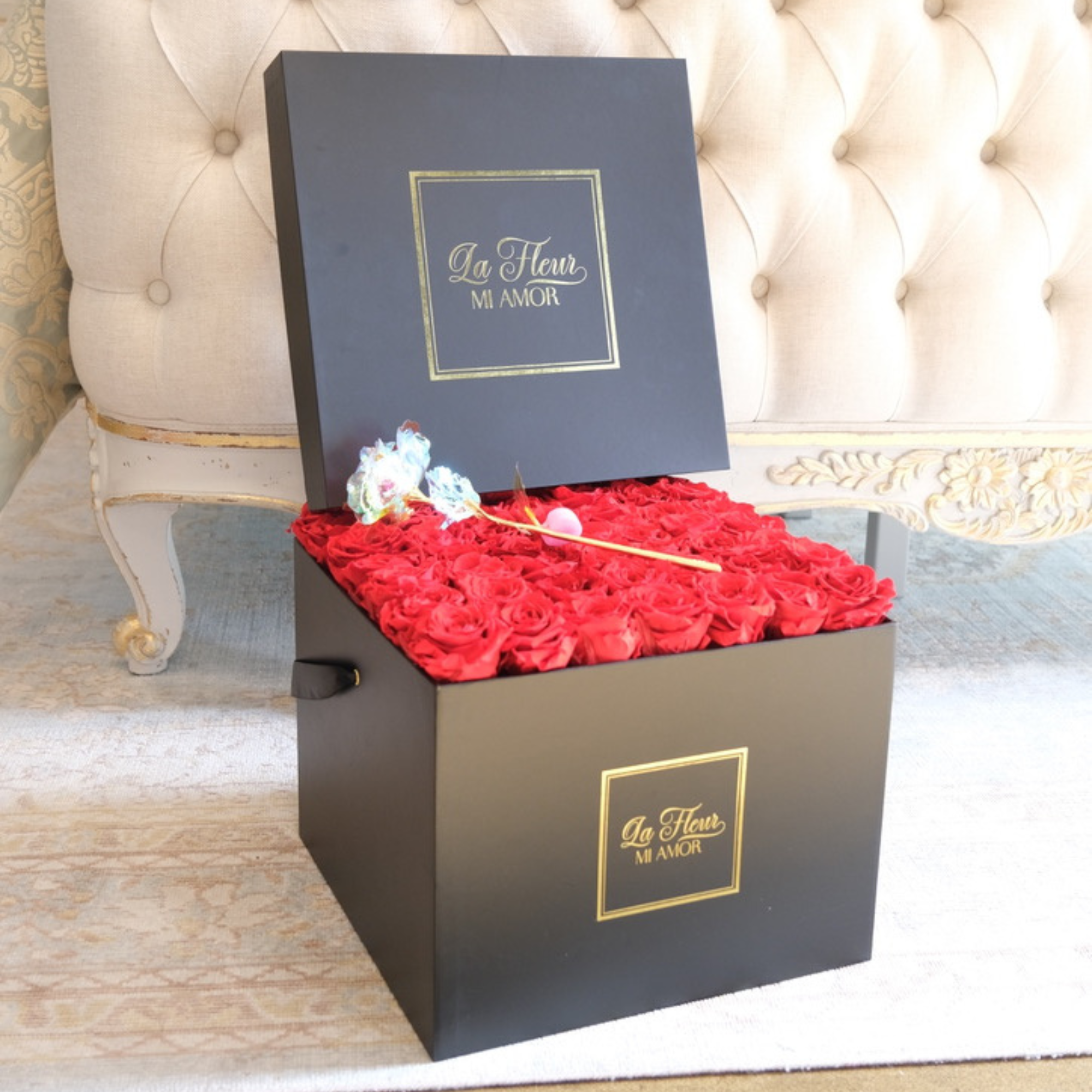 Belle Amour 49 Rose Box Bouquet - La Fleur Mi Amor